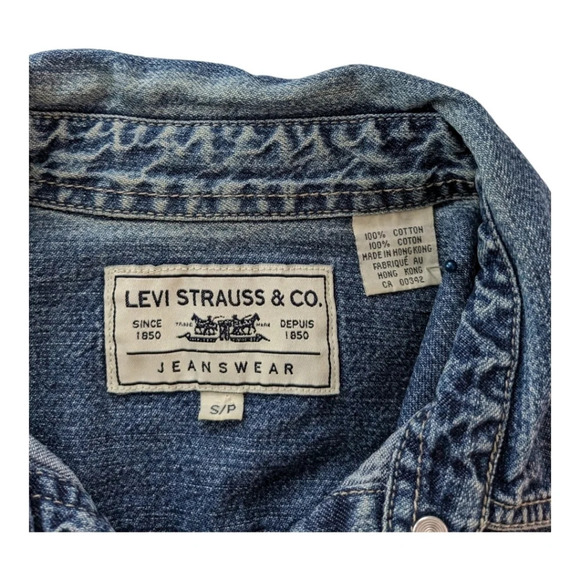 Levi's Strauss & Co. Blue Denim Jean Work Shirt Vest Button Down S - Picture 8 of 9